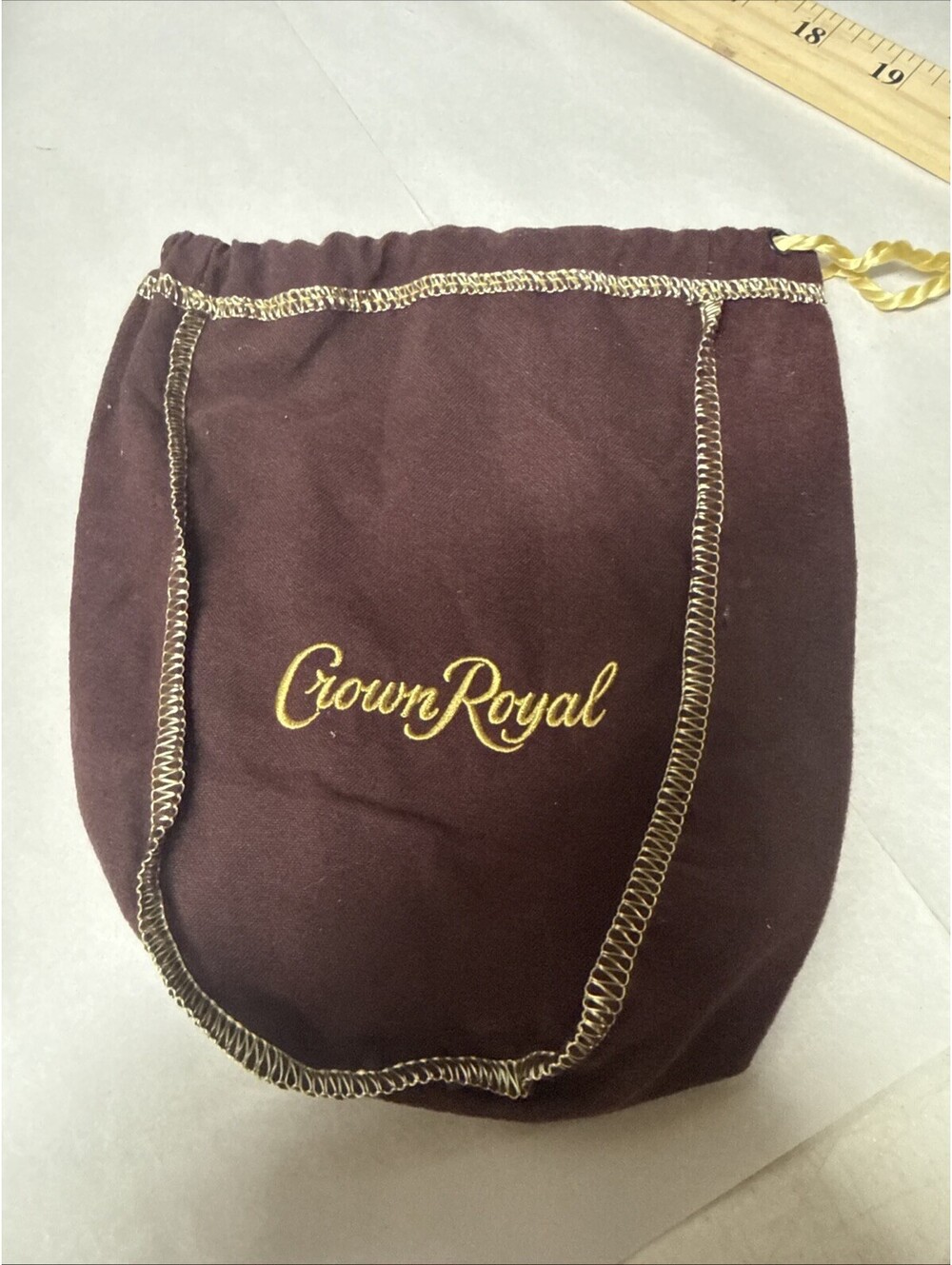 Crown Royal Brown /redish 6”Woven Cloth Material Drawstring Bags- 375 Ml